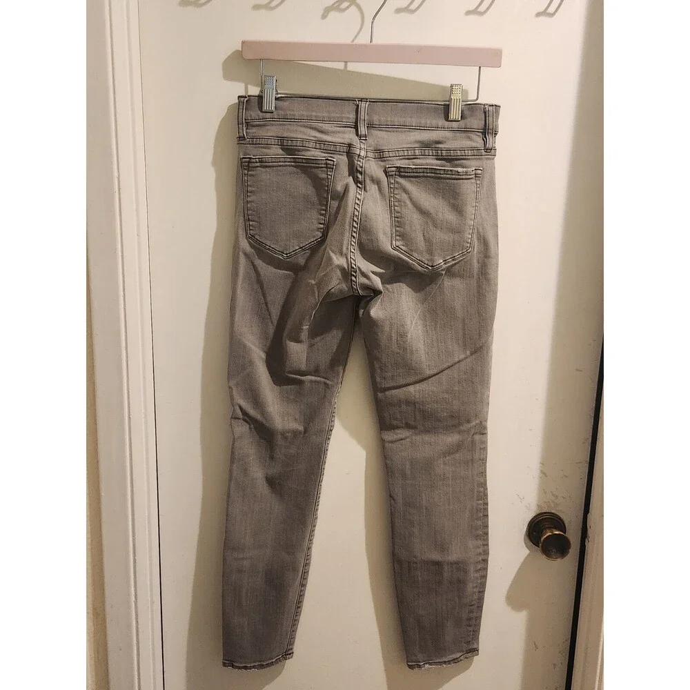 J.Crew Jeans Womens 28  Toothpick Gray Tapered Stretch Mid‎ Rise Distressed Hem